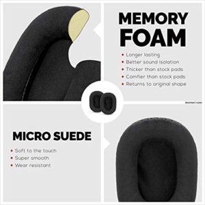 BRAINWAVZ Replacement Micro Suede Earpads for Sony MDR 7506, V6, CD900ST, Memory Foam Ear Pad & Suitable for Other On Ear Headphones, Micro Suede Black