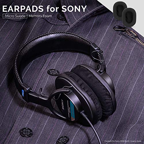 BRAINWAVZ Replacement Micro Suede Earpads for Sony MDR 7506, V6, CD900ST, Memory Foam Ear Pad & Suitable for Other On Ear Headphones, Micro Suede Black