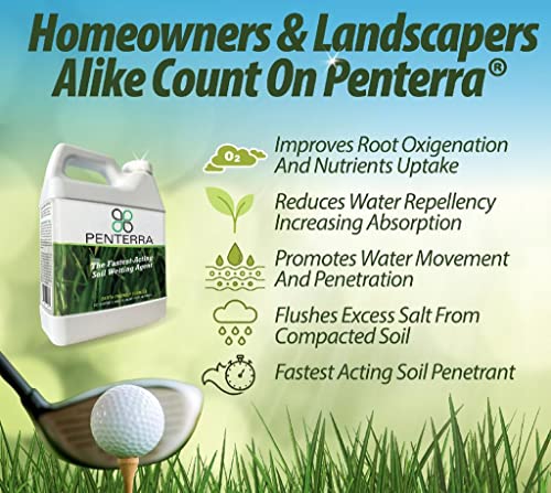 Penterra Soil Penetrant and Wetting Agent – Promotes Water Movement and Root Absorption to Deter Erosion and Improve Nutrient Uptake for Hardier Landscaping and Water Conservation