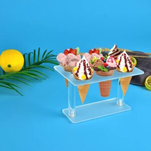 Ailelan Cone Holder, Clear Acrylic Ice Cream Cone Holder, Cone Display Stand, Sushi Hand Roll Stand Cone Holders for Parties, Weddings Birthday Parties, Buffets, Christmas (6 Holes)