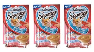 delectables squeeze up hartz cat treats bundle of 3 flavor pouches, 2.0 oz each (tuna & shrimp)