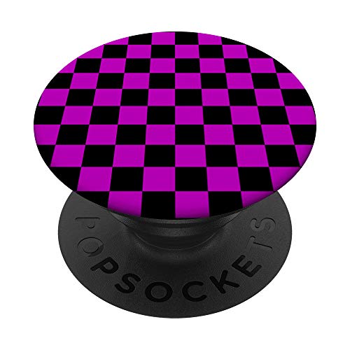 Checkered Pink and Black Checkerboard Pattern Style PopSockets Swappable PopGrip