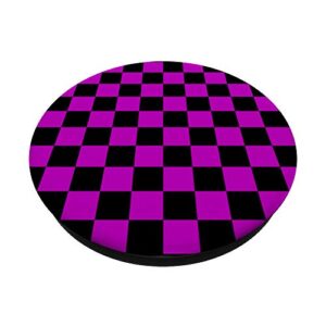 Checkered Pink and Black Checkerboard Pattern Style PopSockets Swappable PopGrip