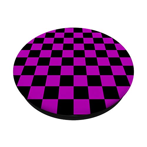 Checkered Pink and Black Checkerboard Pattern Style PopSockets Swappable PopGrip