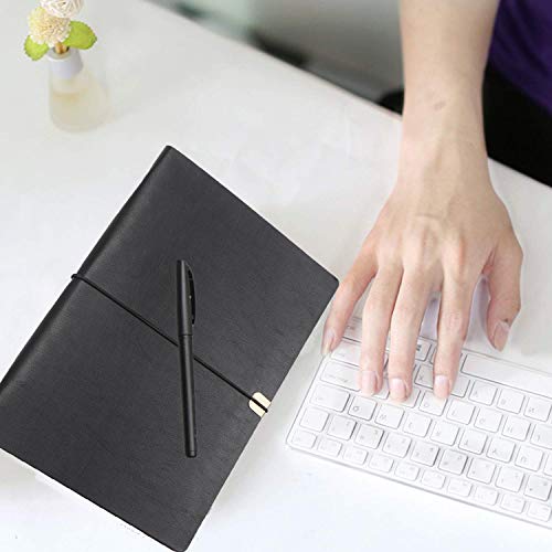 A5 Leather Binder Notebook, Langtor PU Journal Writing Notebook Diary Replaceable paper, Fine Soft PU Leather + Metal binder + Quality Paper - 100gsm, Size: 5" X 8.3", 160 Pages (Black)