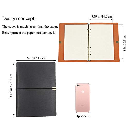 A5 Leather Binder Notebook, Langtor PU Journal Writing Notebook Diary Replaceable paper, Fine Soft PU Leather + Metal binder + Quality Paper - 100gsm, Size: 5" X 8.3", 160 Pages (Black)