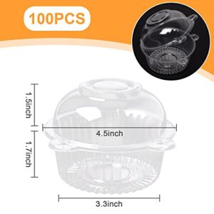 Hapy Shop 100 Pieces Plastic Single Individual Cupcake for Ice Cream,Dessert Cups,Muffin Dome Holders Cases Boxes Cups,single cupcake holders