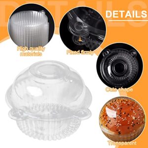 Hapy Shop 100 Pieces Plastic Single Individual Cupcake for Ice Cream,Dessert Cups,Muffin Dome Holders Cases Boxes Cups,single cupcake holders