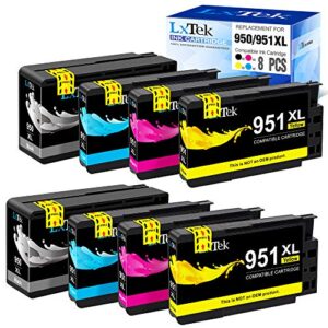 lxtek compatible ink cartridge replacement for hp 950xl 951xl 950 xl 951 xl to use with officejet pro 8600 8610 8620 8630 8100 8625 8615 276dw, 8 pack (2 black|2 cyan|2 magenta|2 yellow)
