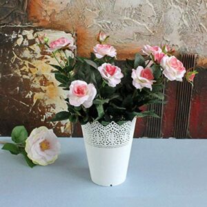 5 Pack 5.5" High Plastic Planters,Storage Bins,Planter Nursery Pots,Indoor Planter Flower Pots,Succulent/Plant Pot or Make Up Pencil Holder Pierced Flower Wedding Candle Decor Home Decor (White)