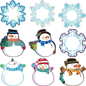 colorful winter mix cut-outs versatile classroom decoration snowmen snowflake cutouts with glue point dots for bulletin board school christmas winter theme party, 5.9 x 5.9 inch (45 pieces)