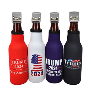 trump 2024 beer bottle insulator - donald trump gifts maga save america,make liberals cry again,four more years of liberal tears,insulated cooler sleeve with zipper,built-in removable bottle opener