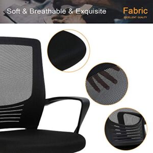 Ergonomic Office Chair with Lumbar Support Desk Chair, Task Chair with Armrest Mesh Chair Back Support, Mid Back Computer Chair Adjustable Swivel Executive Chair Comfortable Home Study Chair, Black