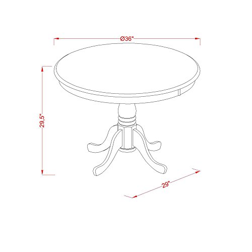 East West Furniture ANDA3-BMK-W Dining Room Table Set, 3-Pieces
