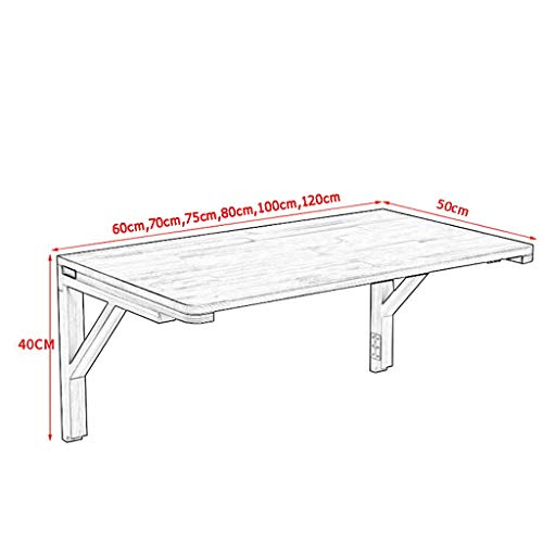 Folding Work Table, Wall Mounted Table Fold Down, Wooden Fold Up Table, Stable Sturdy Construction, Drop Leaf Tables for Small Spaces (Size : 80cm×50cm)