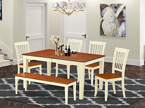 East West Furniture NIDA6-BMK-W Dining Set, 6-Piece