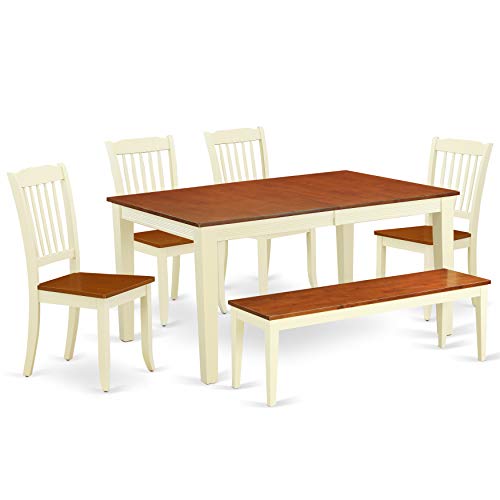 East West Furniture NIDA6-BMK-W Dining Set, 6-Piece