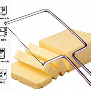 Kuchengerate Cheese Slicer Wire Cutter - Cheese Knives Slicers with Wire - Handheld Butter Cutter Tools for Soft Hard Block - Easy Fast Cutting Hard Or Semi Hard Block Cheeses - With Extra Wire