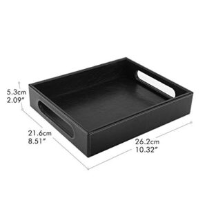 Luxspire Valet Tray with Handles, Leather Decorative Ottoman Serving Tray, Coffee Table Tray, Catchall Tray Countertop Storage, Mens Vanity Tray for Jewelry Key Cologne Organizer, 10"x 8", Black