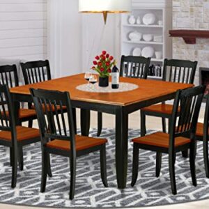 EAST WEST FURNITURE 9PC Square 36/54 inch Table with 18 In Leaf and 8 vertical slatted Chairs