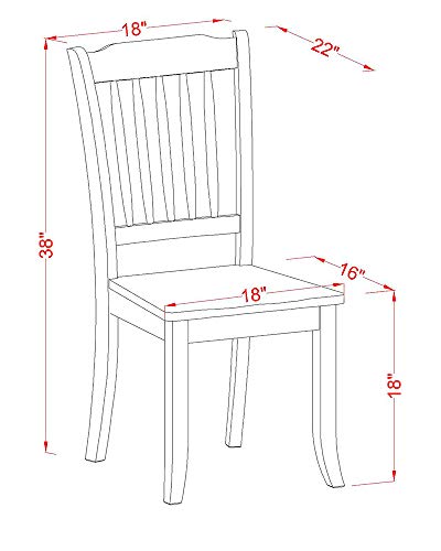 EAST WEST FURNITURE 9PC Square 36/54 inch Table with 18 In Leaf and 8 vertical slatted Chairs