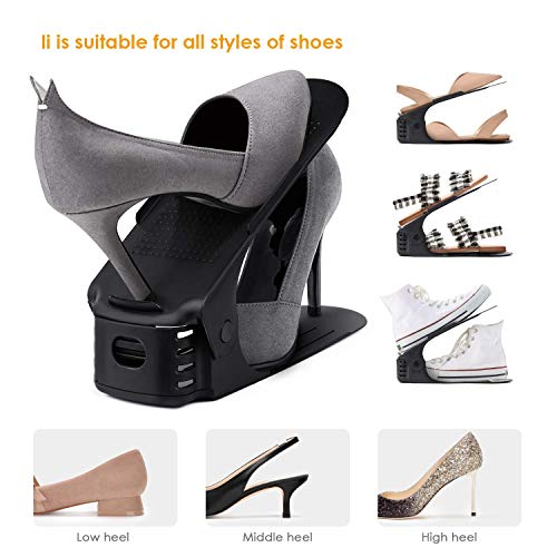 Soerreo Shoe Slot Storage Box Adjustable Shoe Rack Save Space Suitable for High Low Heels, Sneakers and Sandals (10 Piece Set)