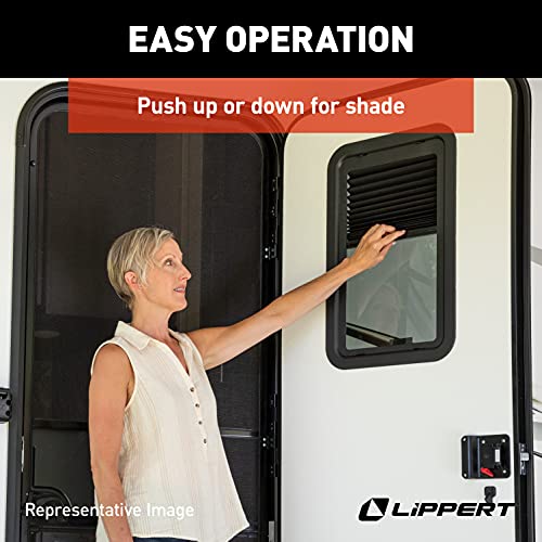 Lippert Components 806621 Thin Shade Complete Window Kit for RV Entry Doors, Black