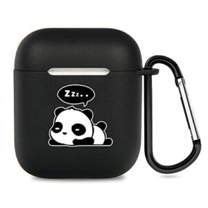 airpods case personalized black tpu soft rubber accessories full protective shockproof case for airpods 2 & 1 panda