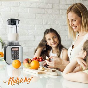 NutriChef Digital Electric Kitchen Countertop Blender - Professional 1.7 Liter Capacity Home Food Processor Compact Blender for Shakes and Smoothies w/ Pulse Blend, Timer, Adjustable Speed - NCBL1700