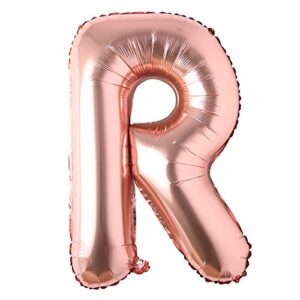 40 inch letter rose gold alphabet number balloon foil mylar party wedding bachelorette birthday bridal shower graduation anniversary celebration decoration fly with helium (40 inch rose gold r)