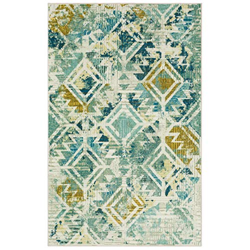 Mohawk Home Danae Teal (5' X 8') Geometric Abstract Area Rug