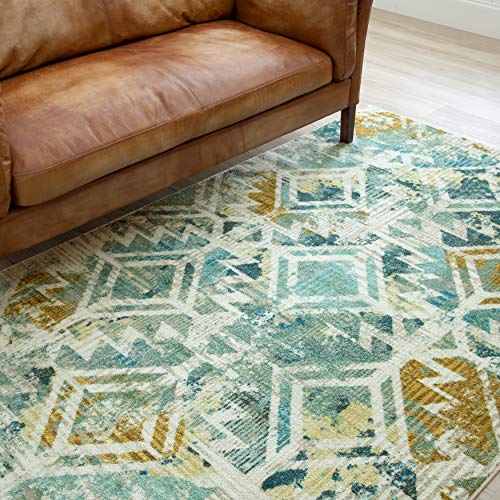 Mohawk Home Danae Teal (5' X 8') Geometric Abstract Area Rug