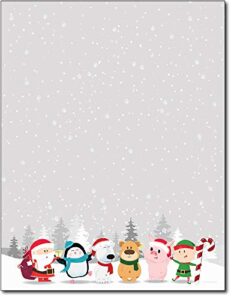 winter friends holiday christmas stationery paper - 80 sheets