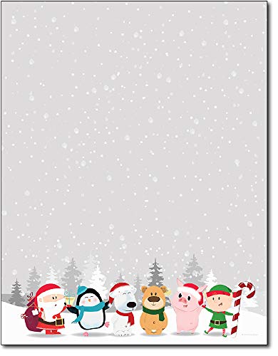 Winter Friends Holiday Christmas Stationery Paper - 80 Sheets