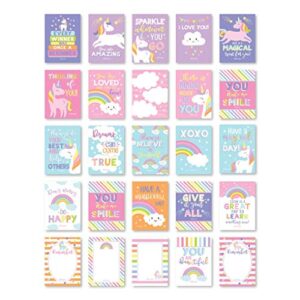 25 unicorn school lunch box notes for kids, inspirational motivational cards boys girls from mom, encouraging student children teens, thinking of you positive affirmation encouragement lol fun love