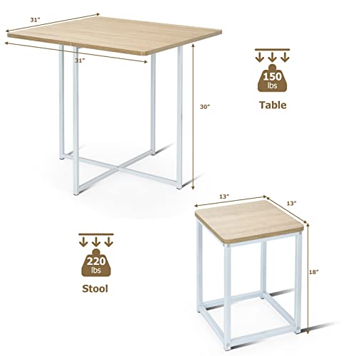 Giantex 5 Piece Dining Table Set, Dining Set for 4 with Square Stools, Small Kitchen Table Set with Metal Frame, Compact Design for Small Space, Home Kitchen Bar Pub Apartment