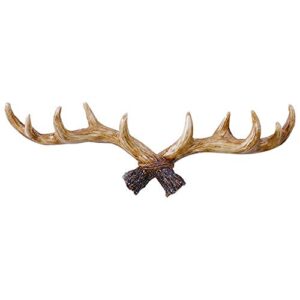 vintage deer antlers wall hooks - 16 inch wall mounted clothes hanger coat rack key holder for decorative wall hook, includes screws and anchors (light brown)