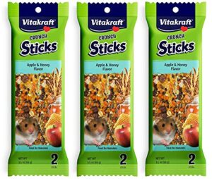 vitakraft 3 pack of hamster treat crunch sticks, 2 sticks each, apple and honey flavor