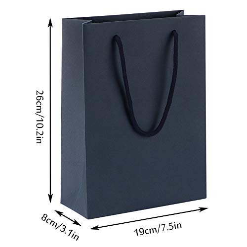 Sdootjewelry Navy Gift Bags, Kraft Paper Gift Bags with Handles, 50 Pack Heavy Duty Matte Tote Paper Bags, 7.5 x 3.1 x 10.2 Shopping Bags, Kraft Bags, Party Bags, Retail Bags for Christmas Business