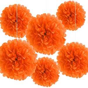 binpeng paper pom poms hanging paper flower ball wedding party celebrations decorations outdoor decoration flowers craft for party birthday party (bin-orange 6pk)