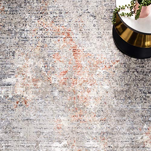 SAFAVIEH Dream Collection 2'6" x 4' Grey/Multi DRM429G Modern Abstract Premium Viscose Accent Rug