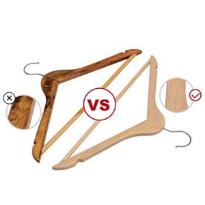 ELONG HOME Solid Wooden Hangers 20 Pack, Wood Suit Hangers with Extra Smooth Finish, Precisely Cut Notches and Chrome Swivel Hook, Wooden Clothes Hangers for Shirt Coat Jacket Dress, Natural