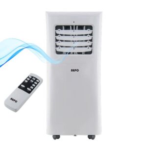 nepo 10,000 btu portable air conditioner/dehumidifiers for 300 sq. floor ac unit with remote control. includes window installation kit for bedroom, office, dorm. cool, fan, with self-evaporator. white