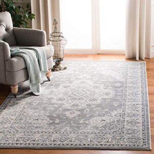 safavieh isabella collection 8' x 10' grey / light grey isa921f oriental non-shedding living room bedroom dining home office area rug