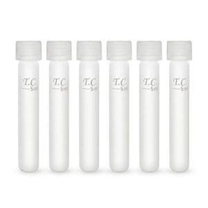 85mm glass test tubes with leak-proof screw caps and 5 ml marking, set of 6, ideal for aquarium water tests, by tililly concepts