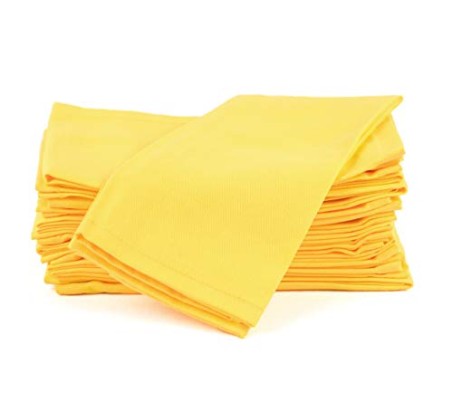 AMOUR INFINI Cotton Napkins | 12 Pack | 18 x 18 Inch | 100% Ring Spun Premium Cotton | Perfect for Restaurants, Events and Dinner Napkins | Highly Absorbent Cloth Napkins | Yellow