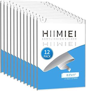 hiimiei 12 pack acrylic wall sign holder 8.5x11 vertical, clear plastic picture frames for paper with free 3m tape and screws, door sign holder perfect for home, office, store, restaurant