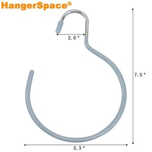 HangerSpace Scarf Ring Hanger Belt Rack, 5 Pcs Non-Slip Tie Hanging Hooks Closet Accessories Organizer Storage Holders for Ties Scarves Belts and Jewelry(5, Grey)