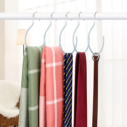 HangerSpace Scarf Ring Hanger Belt Rack, 5 Pcs Non-Slip Tie Hanging Hooks Closet Accessories Organizer Storage Holders for Ties Scarves Belts and Jewelry(5, Grey)