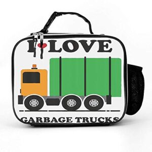 hoosunflagrbfa i heart love garbage trucks lunch bag adult children portable for office school and outdoor picnic